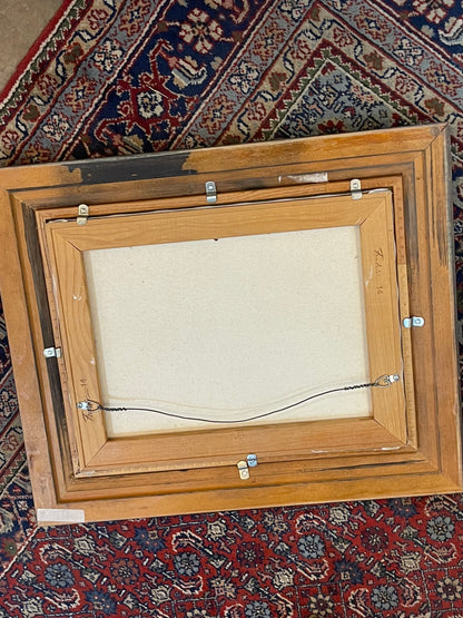 Laura Hulbert Bird in Moss Swamp Scene Framed Oil Painting