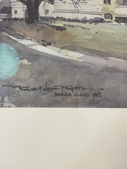 Bob Fagen Michigan Beaver Head Lighthouse framed watercolor painting