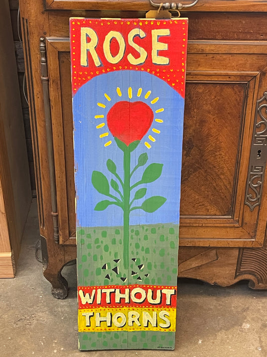 Rose Without Thorns McGuinness Folk Art Painting On Wood