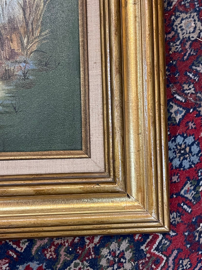 Vintage 1970's Swamp Scene Framed Oil Painting