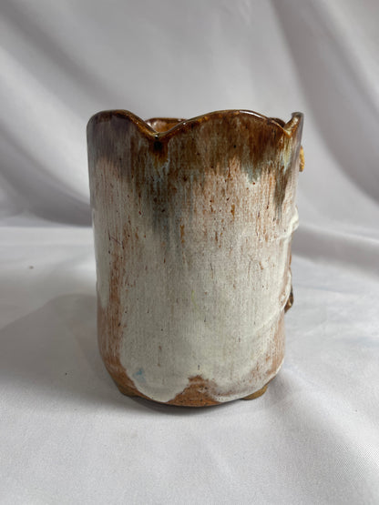 Vintage Handmade Ceramic Scalloped Goose Vase