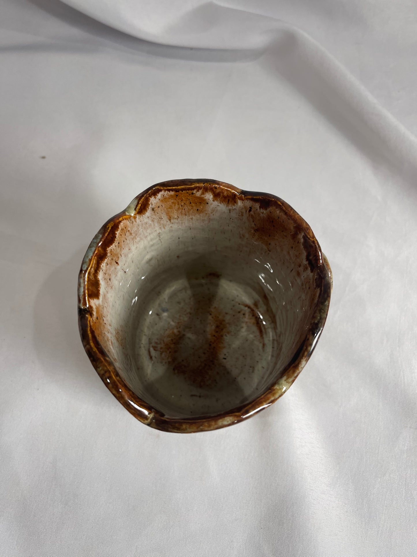 Vintage Handmade Ceramic Scalloped Goose Vase