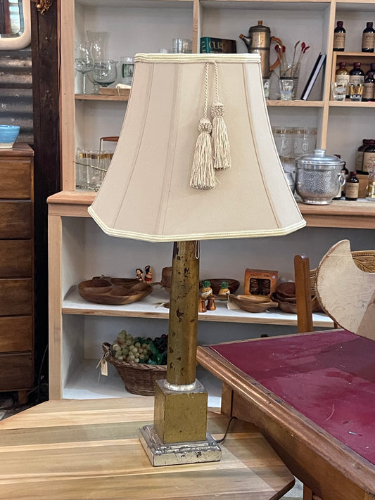 Vintage Wooden gold painted Table Lamp