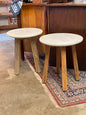Vintage IKEA Round Stone Top Wooden Leg Side Table