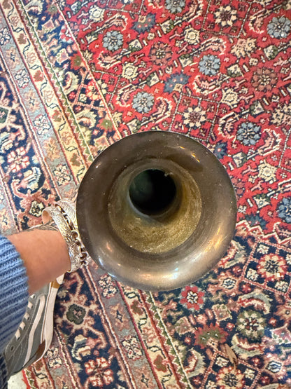 Vintage Brass floral Etched 11.5" Vase CSSB