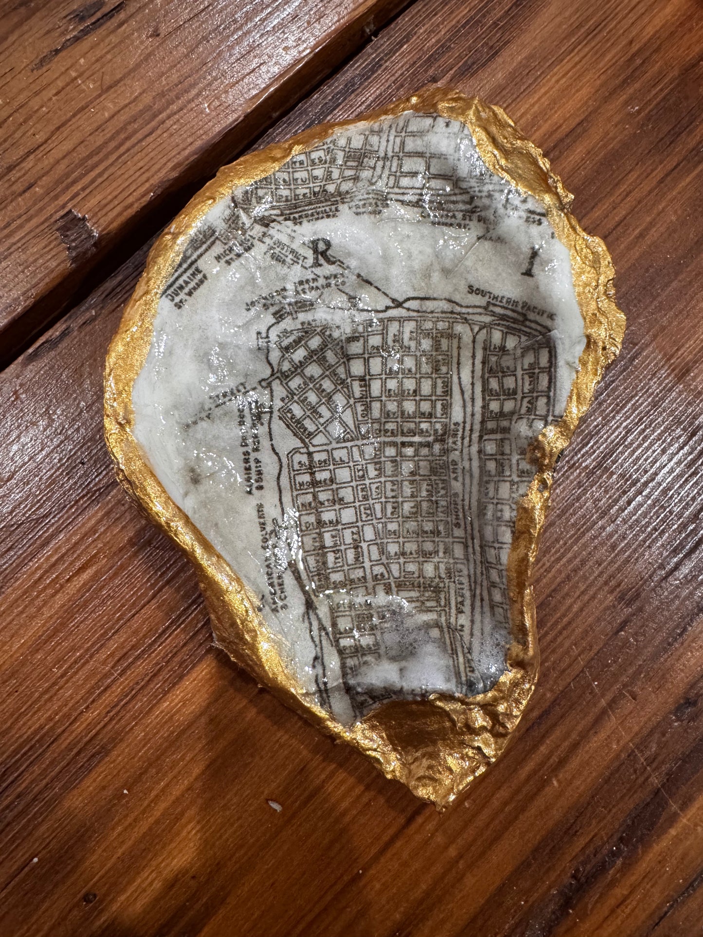 algiers point map on oyster shell