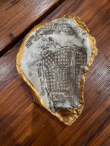 algiers point map on oyster shell