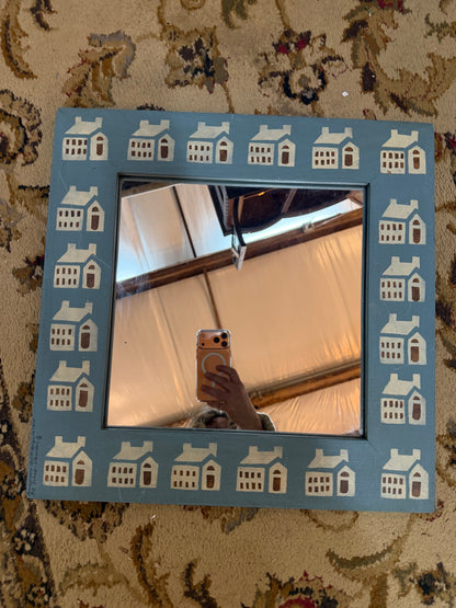 Pennsylvania Folk Art Quilt Design Stenciled Mirror 18x18 P.B. Schad 1875 CSSB