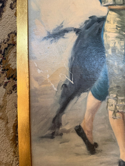 Vintage Matador and Bull Oil Painting Signed J. Reus 21.5x17.5" CSSB
