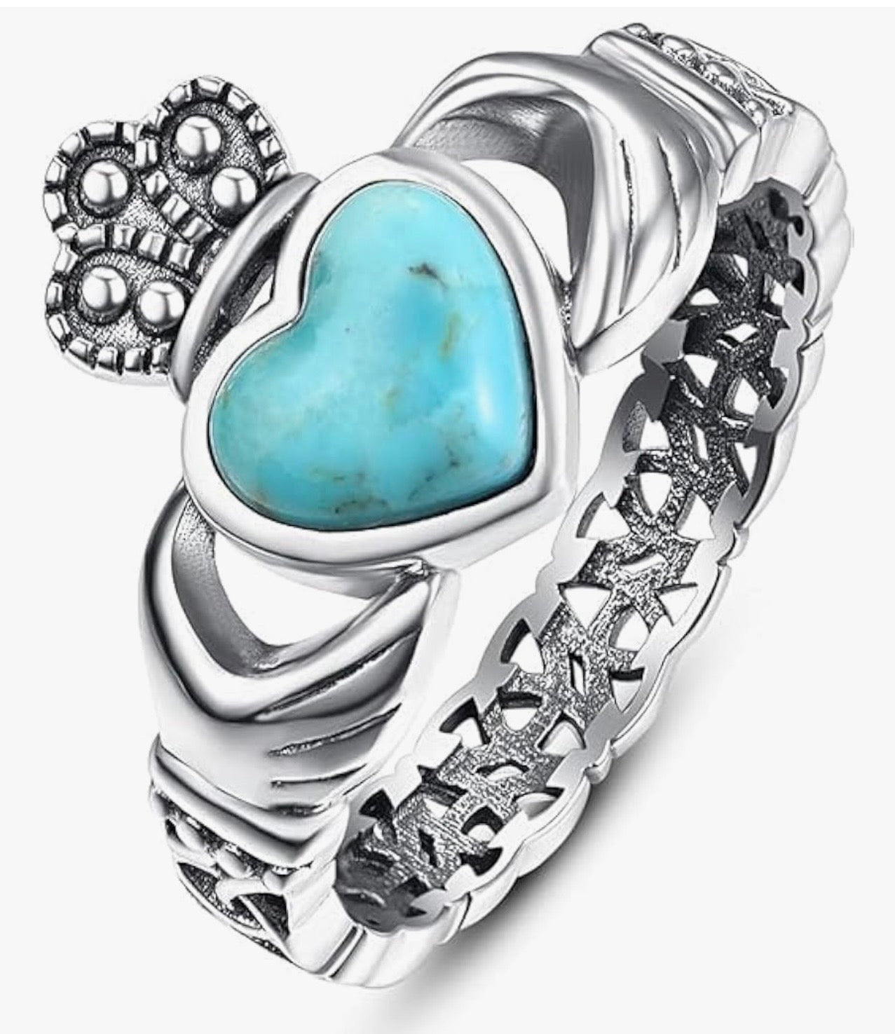 Sterling Silver and turquoise Claddagh ring CSBH