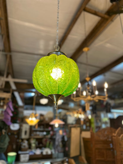 Vtg Green Swirl Glass Pendant