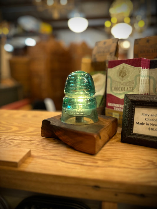 Vtg. Teal Insulator Lamp