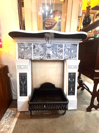 Norah Lovell Hand-Painted Fireplace Mantle, art Installation Piece cs