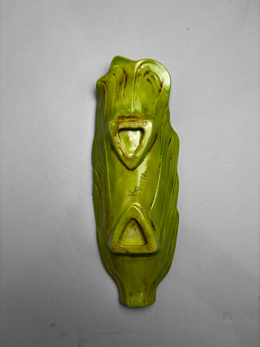 Vintage Ceramic Corn on the Cob Serving Dish, Hand-Painted Majolica Corn Husk Platter CSHW