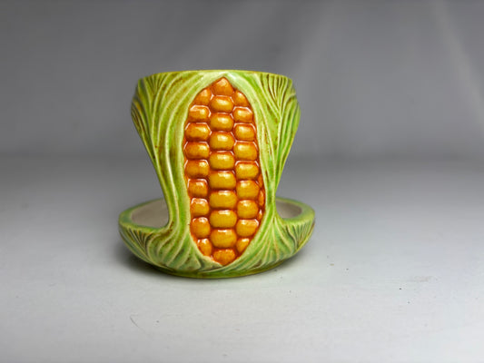Vintage 1971 Hand-Signed KF Ceramic Corn Cob Candle Holder CSHW