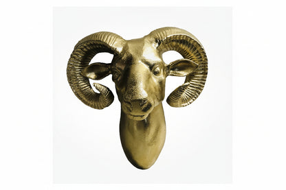 Vintage 11” Brass Ram Head - Sarreid Style csbh