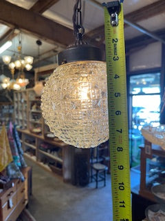 Art Deco MCM Clear Diamond Globe Pendant Fixture