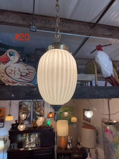 Mid-Century Modern Milk Glass Swag Lamp