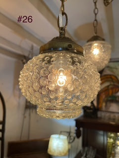 1960's Vintage Hobnail Globe Pendant light