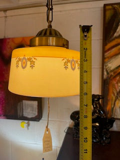 1920's Original Stenciled Schoolhouse Globe Pendant Light