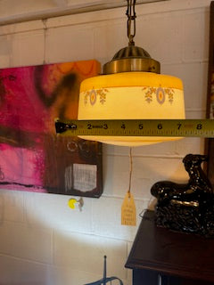 1920's Original Stenciled Schoolhouse Globe Pendant Light