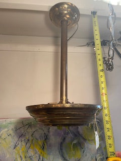 French Machine Age Art Deco Hand Painted Floral Light