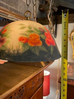 Art Nouveau Inspired Reverse Painted Large Pendant Light
