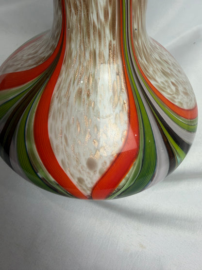 Vintage 70's Italian Murano Blown Glass Scalloped Edge 11" Vase CSHW