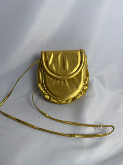 Vintage 1970's Saks Fifth Ave Metalic Gold Crossbody purse CSHW