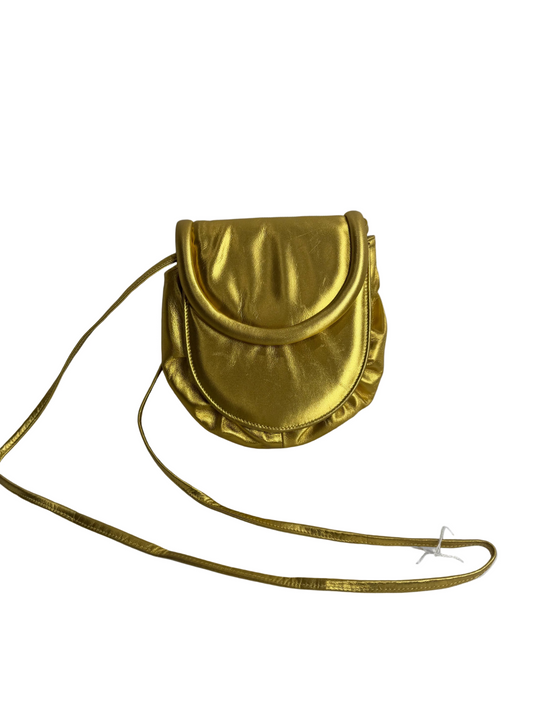 Vintage 1970's Saks Fifth Ave Metalic Gold Crossbody purse CSHW