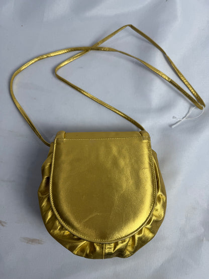 Vintage 1970's Saks Fifth Ave Metalic Gold Crossbody purse CSHW