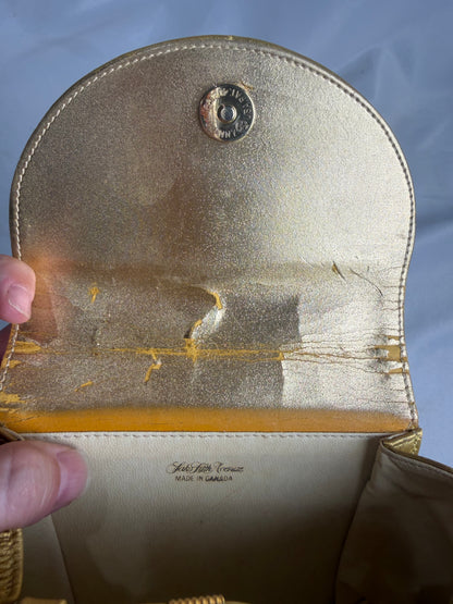Vintage 1970's Saks Fifth Ave Metalic Gold Crossbody purse CSHW