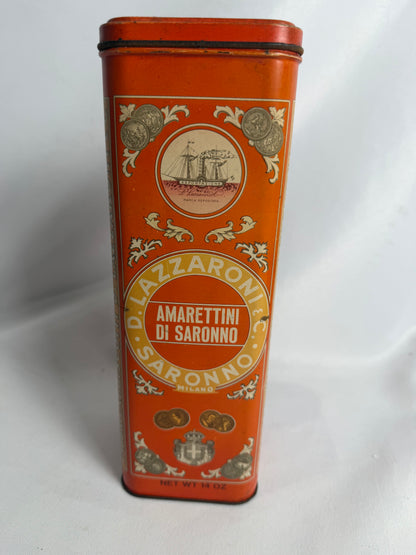 Vintage D. Lazzaroni &amp; C. cookie liquore tin for Amarettini di Saronno CSHW