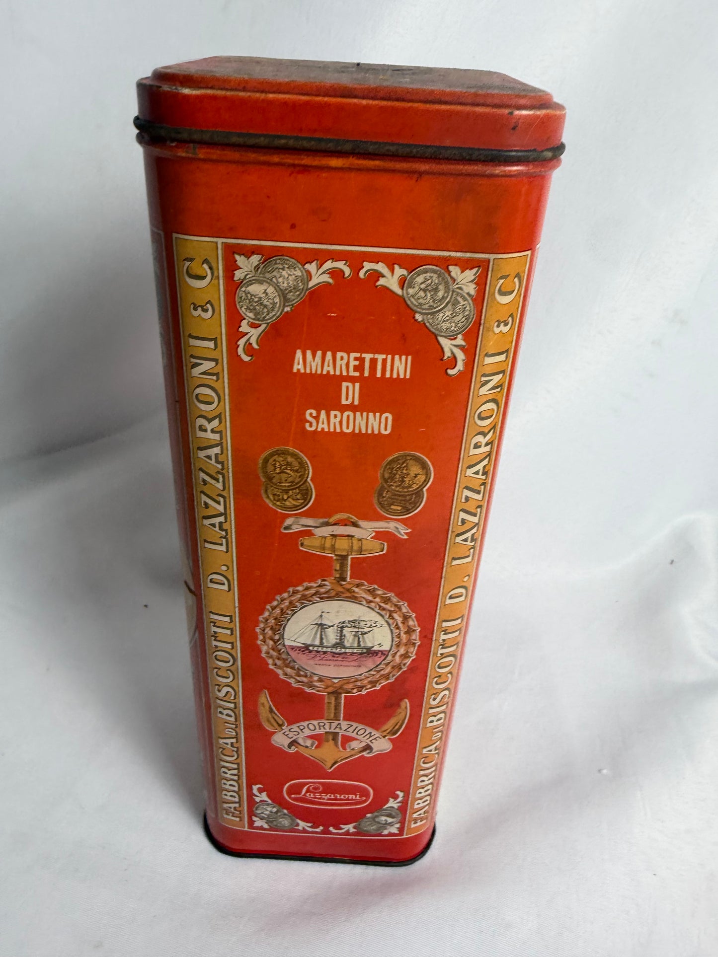 Vintage D. Lazzaroni &amp; C. cookie liquore tin for Amarettini di Saronno CSHW