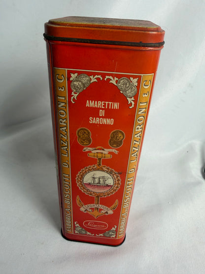 Vintage D. Lazzaroni &amp; C. cookie liquore tin for Amarettini di Saronno CSHW