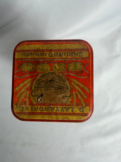 Vintage D. Lazzaroni &amp; C. cookie liquore tin for Amarettini di Saronno CSHW
