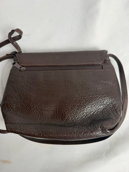 Vintage Carlos Falchi vegan leather brown flap closure crossbody purse CSHW