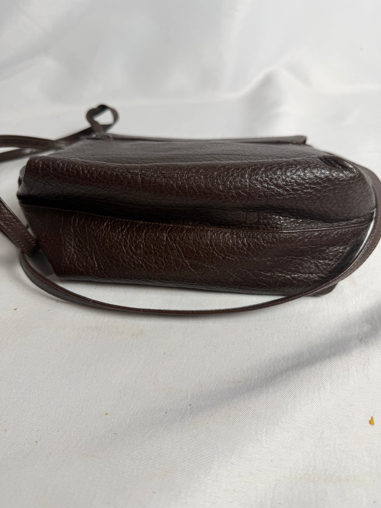 Vintage Carlos Falchi vegan leather brown flap closure crossbody purse CSHW