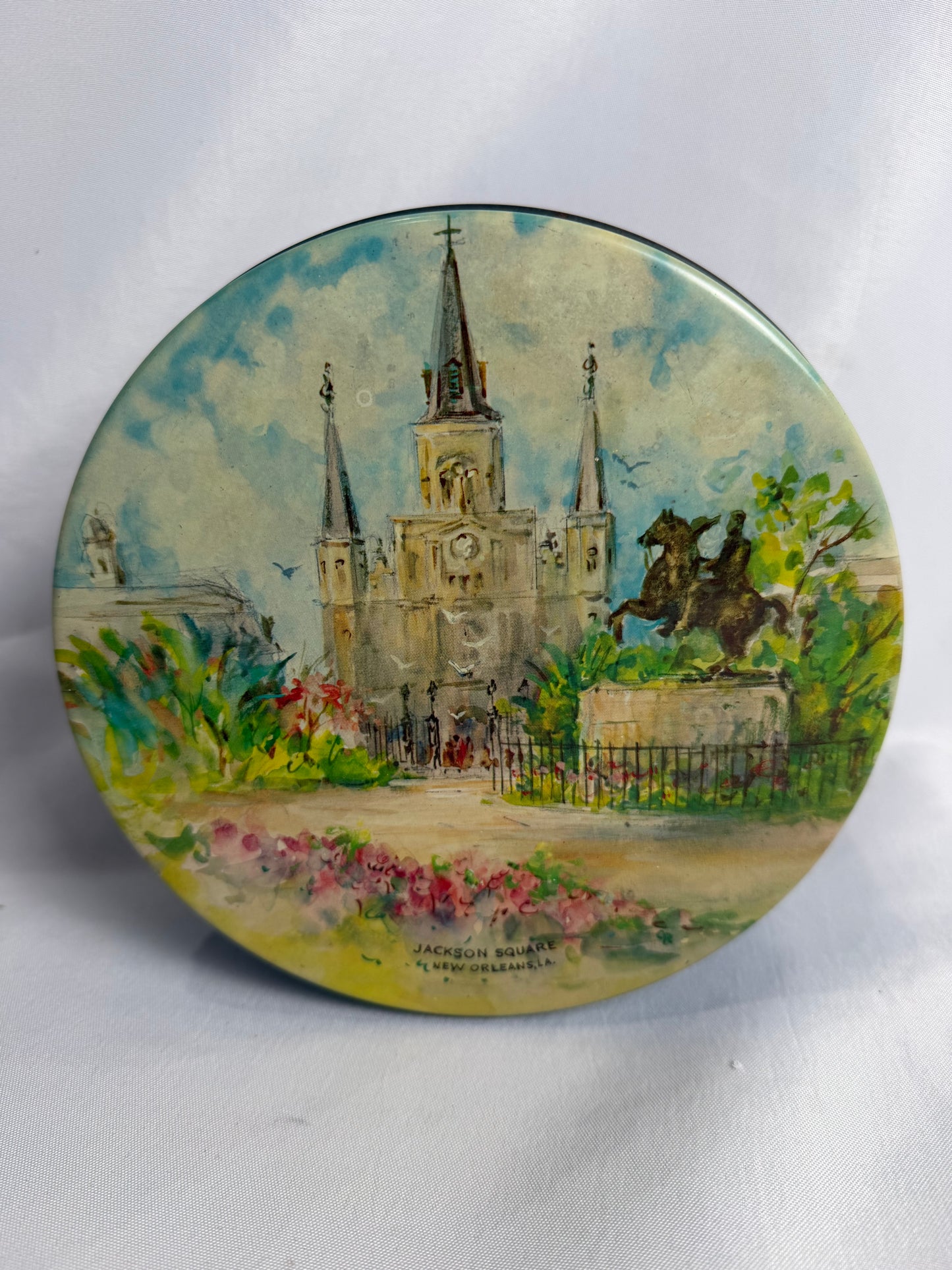 Vintage La Creole Sliced Fruit Cake Jackson Square New Orleans, LA tin CSHW