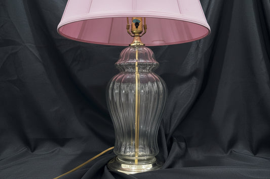 Vintage Crystal Lamp Pink Shade CSBH