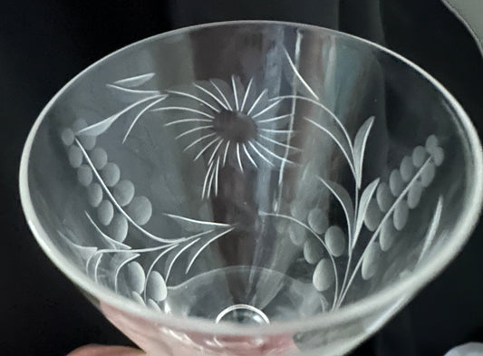 Floral Etched Cordial Glasses (Set of 3)