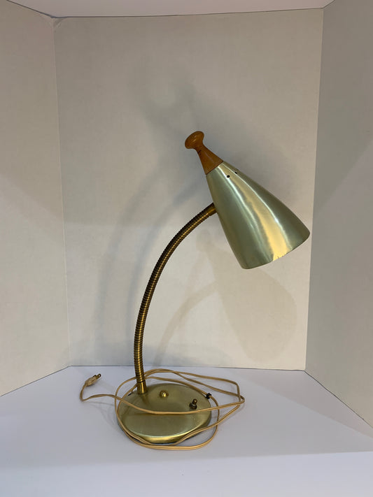 Gold MCM Gooseneck Metal Lamp