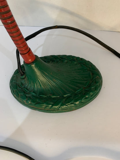 Vintage Green and Red Industrial Gooseneck Lamp