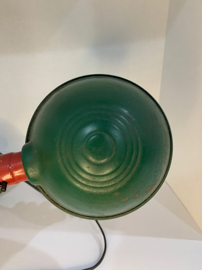 Vintage Green and Red Industrial Gooseneck Lamp