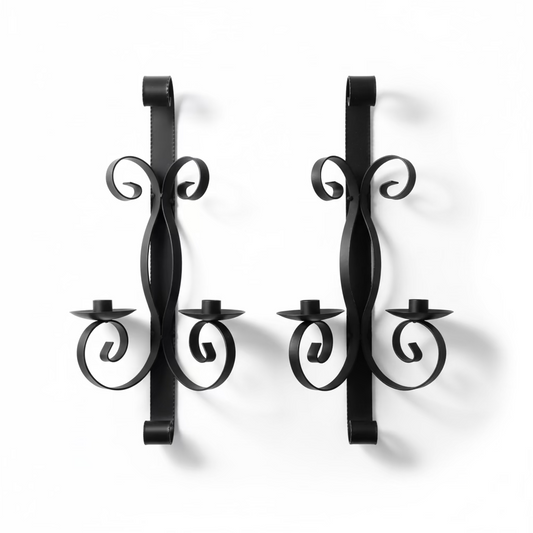 Vtg Wrought Iron Wall Sconces csbh