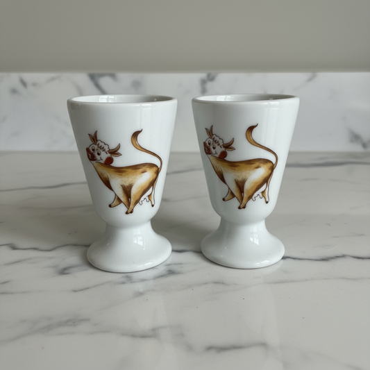 Cow Limoge Egg-Cups (2) CSBH