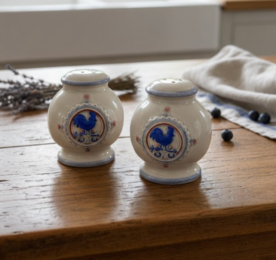 vtg Otagiri "Blue Rooster" Salt and Pepper Shakers Matt Hromalik CSBH