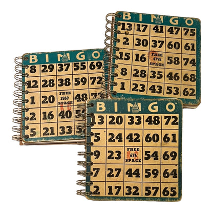 Upcycled Vintage Blue Bingo Card Journal - 5x5"