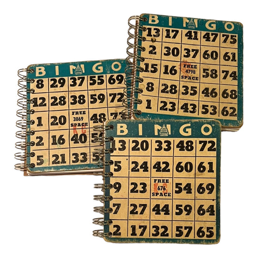 Upcycled Vintage Blue Bingo Card Journal - 5x5"