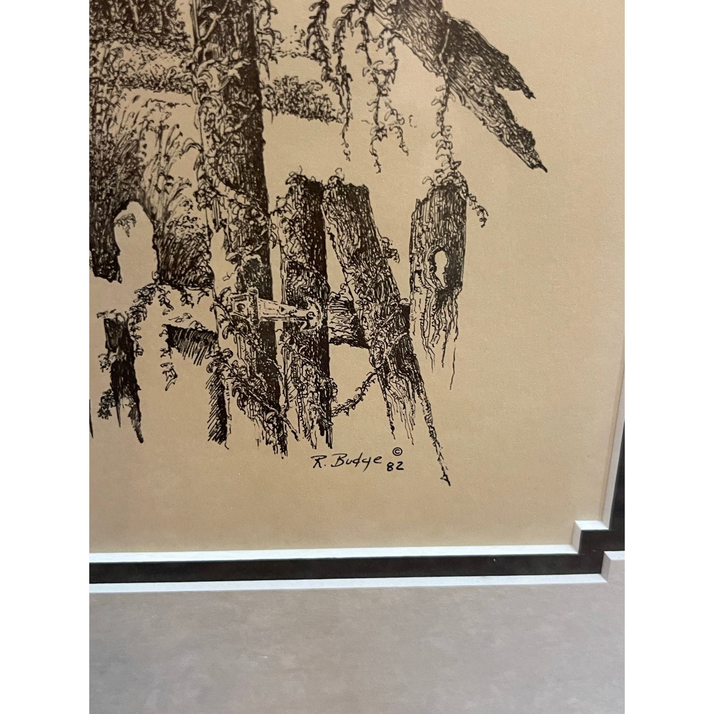 R. Budge pen and ink Voisin Plantation St. John Parish Louisiana framed wall art